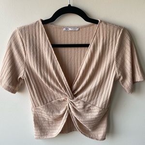 Zara Knotted Crop Top EUC